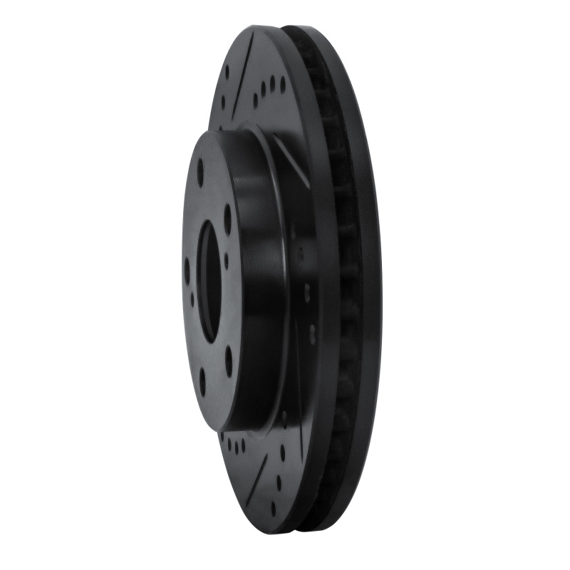 Toyota Camry Brake Rotor (1) - Front Left - R1 Concepts - Drilled & Slotted - Black - `92-`01